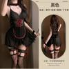 Sexy Lingerie Hot Slim Apron Maid Cosplay Sexy Deep V Suspender Dark Maid Uniform Seduction