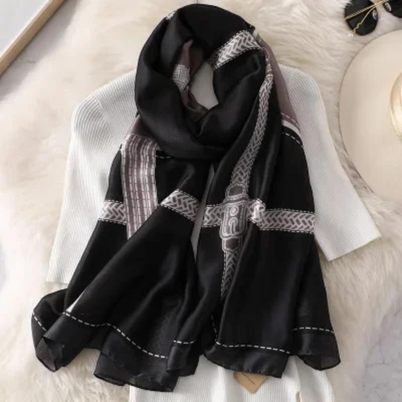 

Luxury Brand Pashmina Bandana Beach Stoles Hijab Summer Women Scarves Soft Long Print Silk Scarves Lady Shawl And Wrap