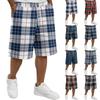 Men's Casual Plaid Drawstring Shorts Relaxed Fit Mid-Length Shorts with Side Pockets Suitable for Everyday Wear