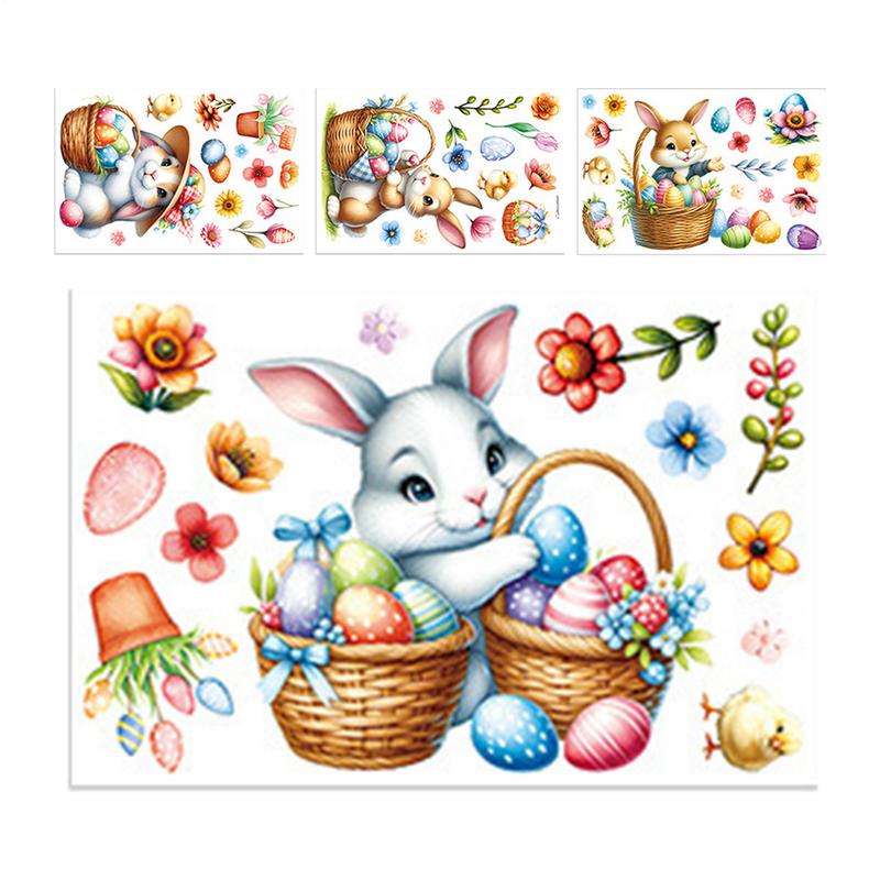 

Bunny Wall Decals 4X Bunny Sticker PVC Easter Decorations Happy Easter Window Stickers Decorative Easter Door Stickers For China Mainland