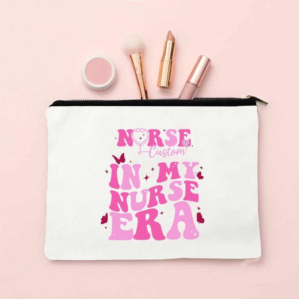 In My Nurse Era Print Women Cosmetic Bag Travel Neceser Toiletries Organizer Bags Women Canvas Make Up Case Best Gift for Nurse