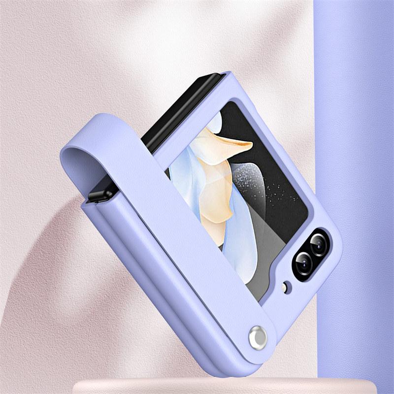Ultra Thin Skin Friendly Matte for Samsung Galaxy Z Flip 7 FE 6 5 4 3 Case Hand Strap Stand Premium Leather Protective Cover