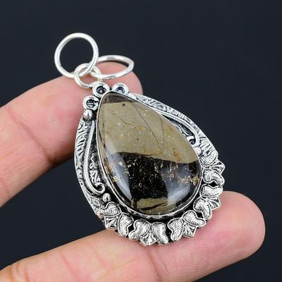 Wedding Gift For Her 925 Sterling Silver Natural Septarian Gemstone Pendant