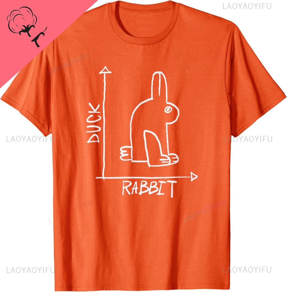 Funny Science Duck or Rabbit Physics Math Geek TShirt Cotton Print On Demand Mens T Shirt Kawayi Couple Y2k Ropa Hombre
