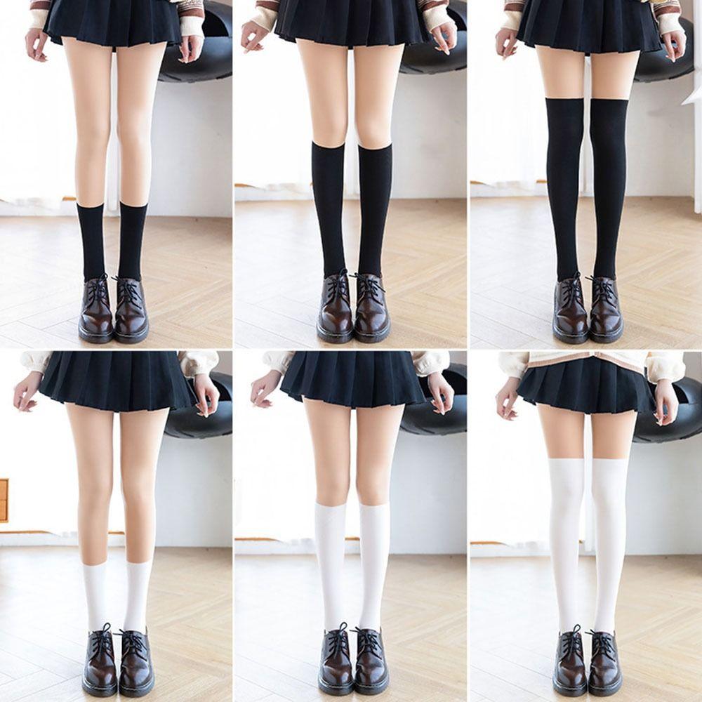 Matching Dress Fake High Tube Knee Autumn Tights Fake Calf Socks Splicing Pantyhose Women Stockings