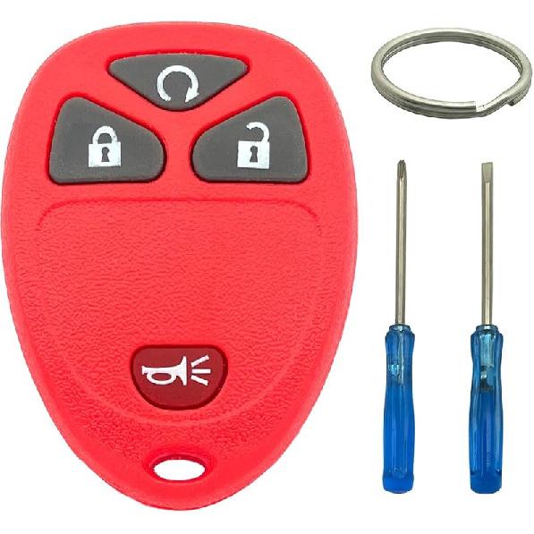 Key Fob Cover Case Shell Fit for Chevy Silverado Avalanche Equinox Express Traverse GMC Yukon Sierra 1500 2500 3500 HD Acadia OUC60270 (4 Buttons B)