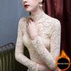 Women's High-Neck Silk Base Layer Top - Slim Fit, Plus Velvet, Thickened, Stylish Body Shaping for Autumn and Winter.