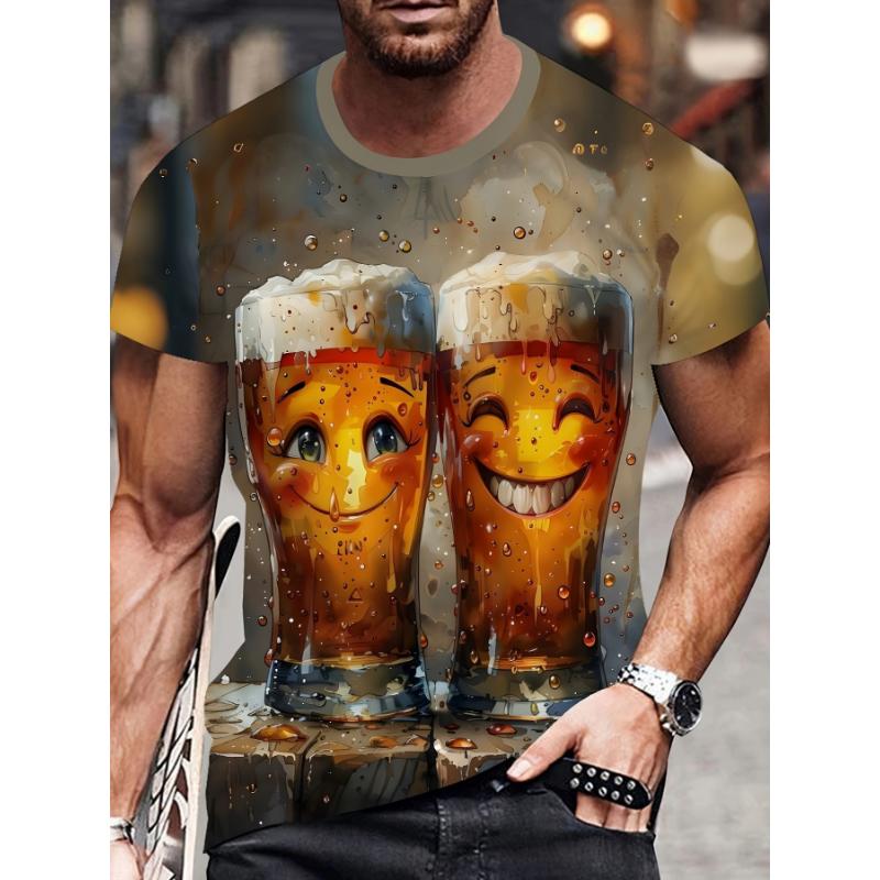 FashionMen's Crew Neck Short Sleeve 3D Casual Color PrintingCasual Short Sleeve Crew Neck T-Shirt
