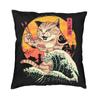 Japanese Samurai Cat Cushion Covers Sofa Home Decorative Square Throw Pillow Cover 40X40Cm