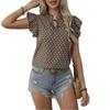 Summer New European and American Fashion V-neck Printed Lace-up Top