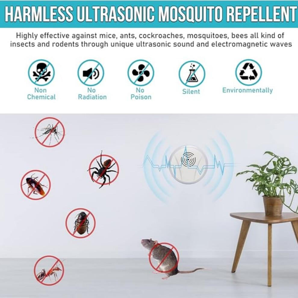 Répulsif anti-insectes à ultrasons, lot de 4 répulsifs électroniques d'intérieur pour araignées, rats, cafards, moustiques, insectes, puces,