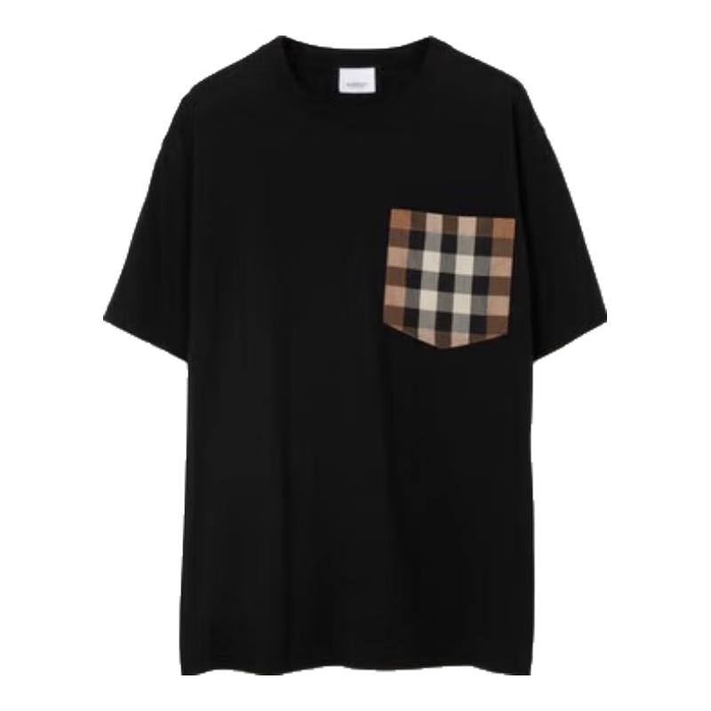 

Жіноча бавовняна футболка Burberry в клітинку з кишенею XS