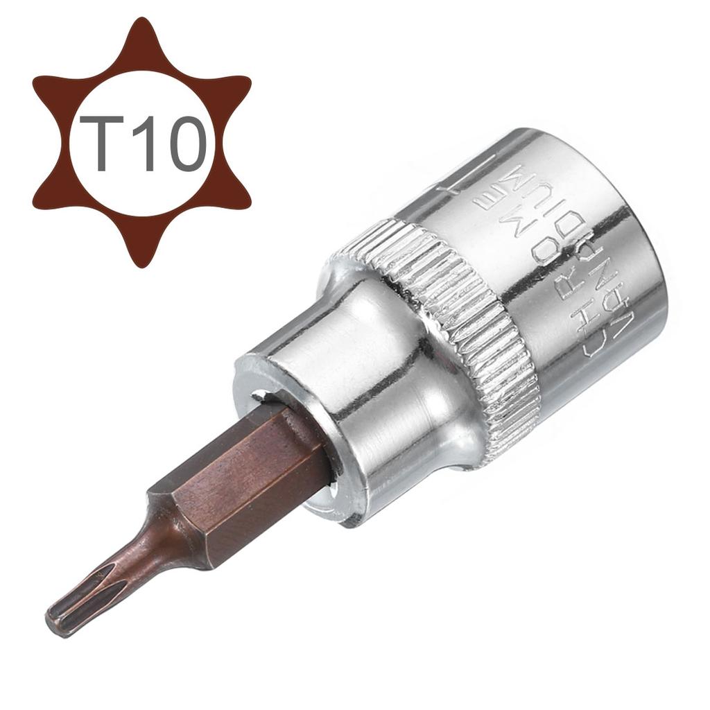 2pcs 3/8" Drive T35 T25 T15 T10 H7 Hex Torx Bit Socket S2 Steel CR-V Spanner Ratchet Socket Wrench 2" Length Hand Tools