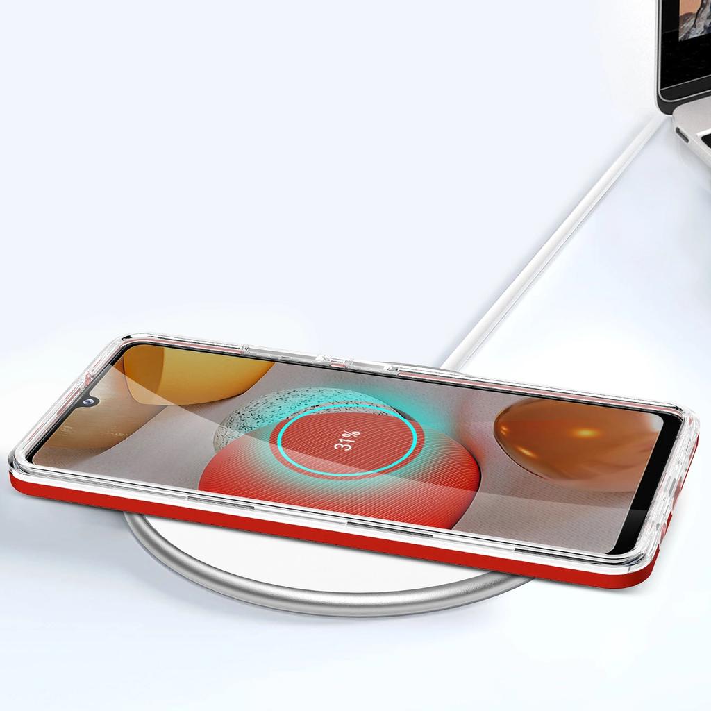 Clear 3In1 Etui Do Samsung Galaxy A42 5G Żelowy Pokrowiec Z Ramką Czerwony