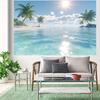 1 piece of tropical island beach backdrop - vivid and realistic palm trees and turquoise water design, no electricity required