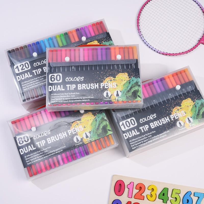 "Multi-Color Double-Headed Watercolor Pen Set for Students, Comics, and Drawing"