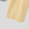 INCERUN Men High Waist Zipper Ruffled Pants Solid Casual Long Trousers Pockets