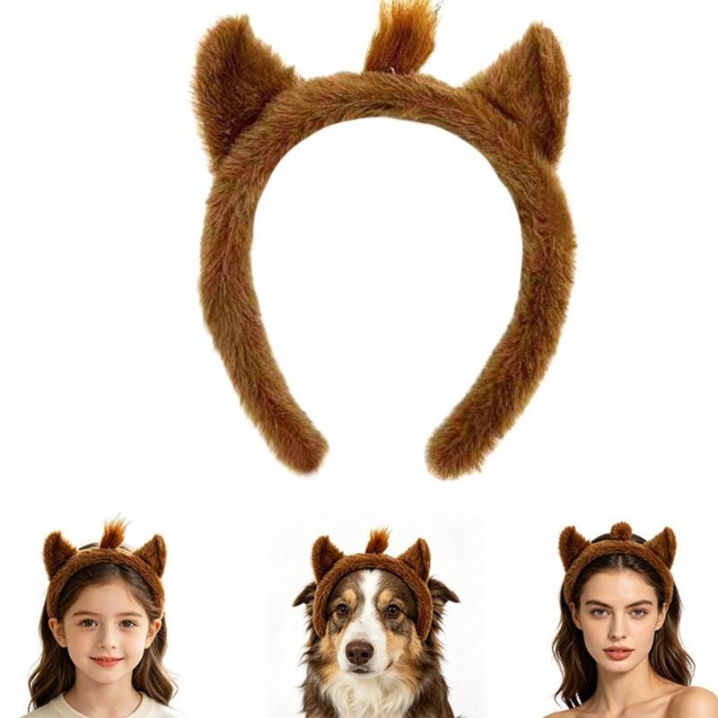 Lovely Plush Donkey Horse Ear Hairband Elastic Headpiece For Cosplay Party and Daily Wear Pet Matching Outfit Enhancer