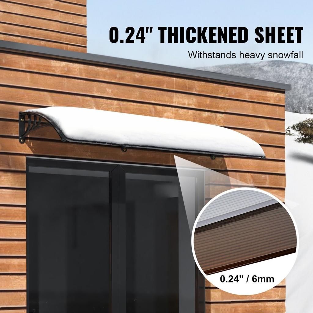 Window Door Awning Canopy 80" X 40", UPF 50+ Polycarbonate Entry Door Outdoor Window Awning Exterior, Front Door Overhang Awning for Sun Shutter, UV,