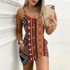 Summer New Retro Patterns  Print Sleeveless Bodycon Dress with Pockets Sexy Slim Fit Elegant Party Dress