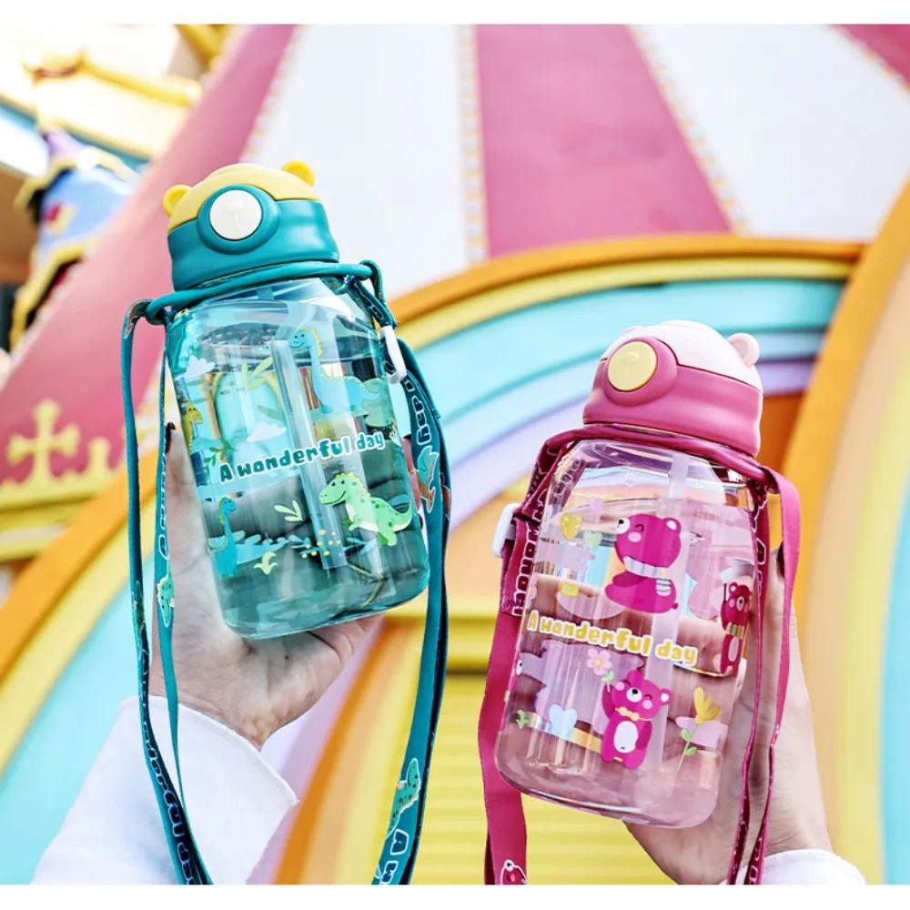 650ml Cute Kids Water Bottle With Straw Free BPA Leakproof Outdoor Portable Childrens Cups School Water Bottle for Children Milk