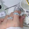 Spring And Summer Sea Blue Enamel Dripping Oil Flower Butterfly Opening Ring High Sense Personality Light Luxury Ring Women