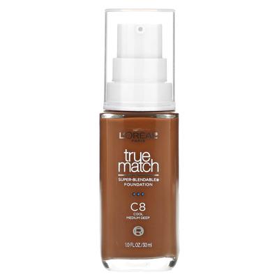L'Oréal, True Match, Super Blendable Foundation, C8, Cool Medium Deep, 1 fl oz (30 ml)