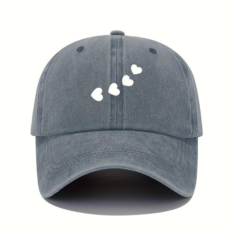 Baseball Cap with Heart-shaped Print Suitable for Women, Adjustable Sun Protection Cap, All Season Casual Sports Cap