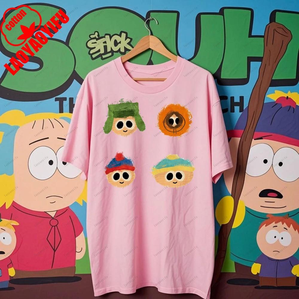 South Parks kleiner fetter Junge Cartman Süßes Cartoon Gedrucktes T-Shirt Shirt Humorvolle Streetwear Unisex Sommer Rundhals Kurzärmlig