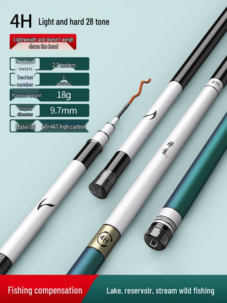 Ultralight Ultra-hard 28 & 19 Action Fishing Rod for Wild and Big Fish with Lightweight Black Pit Carp Design