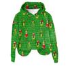 Women's Hooded Long Sleeve Christmas Printed Flannel Top Hooded Sweatshirt