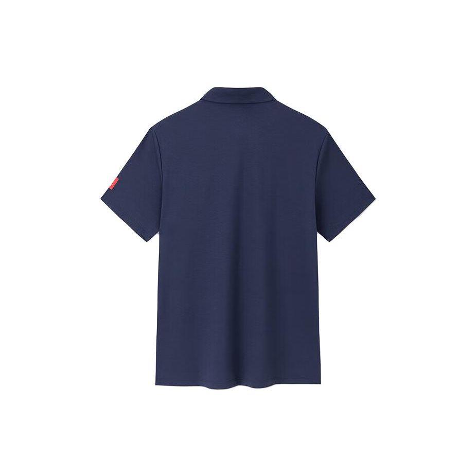 Anta Logo Embroidered Collar Short Sleeve Polo Men Tops Midnight-Blue 152327134-5
