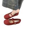 French Retro Light Mouth Red Single Shoes Female 2025 Spring New Gentle Fairy Suede Mary Jane Flat Women's Shoes