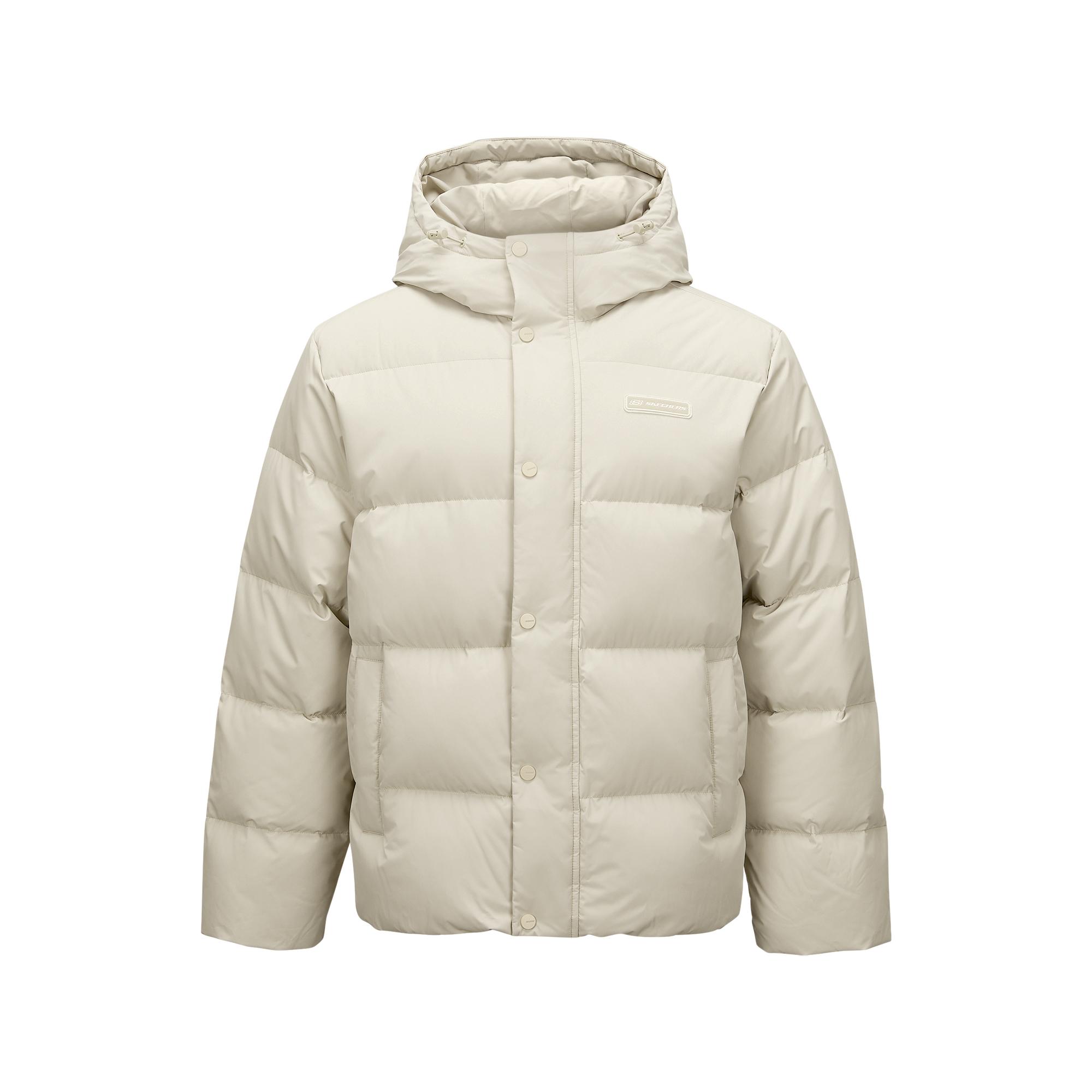 Skechers Windproof Waterproof Oil-Resistant Teflon Three-Proof Warm Duck Down Hooded Jacket Unisex Outerwear Light-Brown L324U154-0046 S