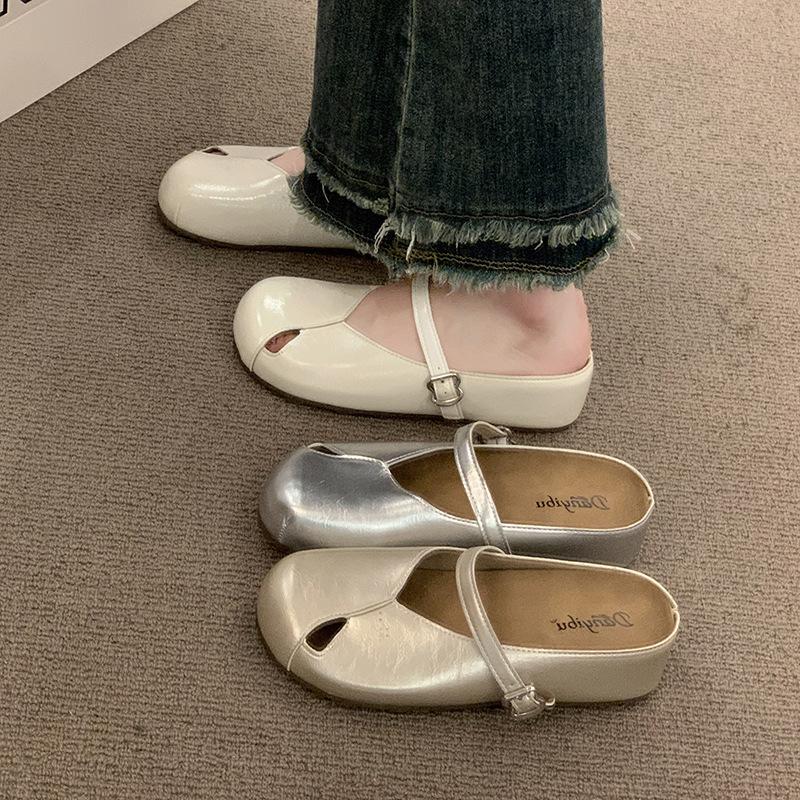 French Retro Inner Heightening Bag Head Half Slippers Women's Summer Outer Wear 2025 New Versatile Sandals One Pedal Lazy Shoes