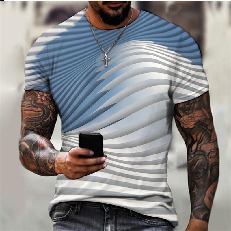 Short Sleeved Shirt with Round Neck and Loose Casual Fit, Trendy and Fashionable Men's T-shirt for Young People
