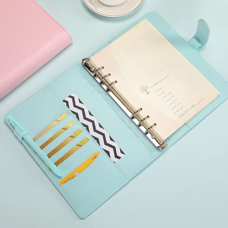 Custom Pu Leather Budget Binder Office Supplies Notebook Planner Cover Binder Ring Bound Planner With Buckle