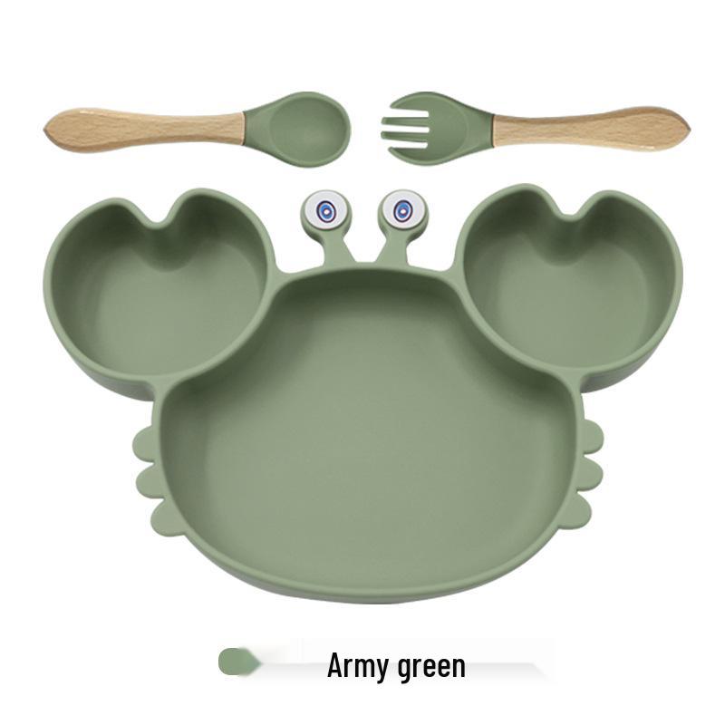 Silicone Suction Crab Plate: Divided Baby Tableware for Feeding & Weaning
