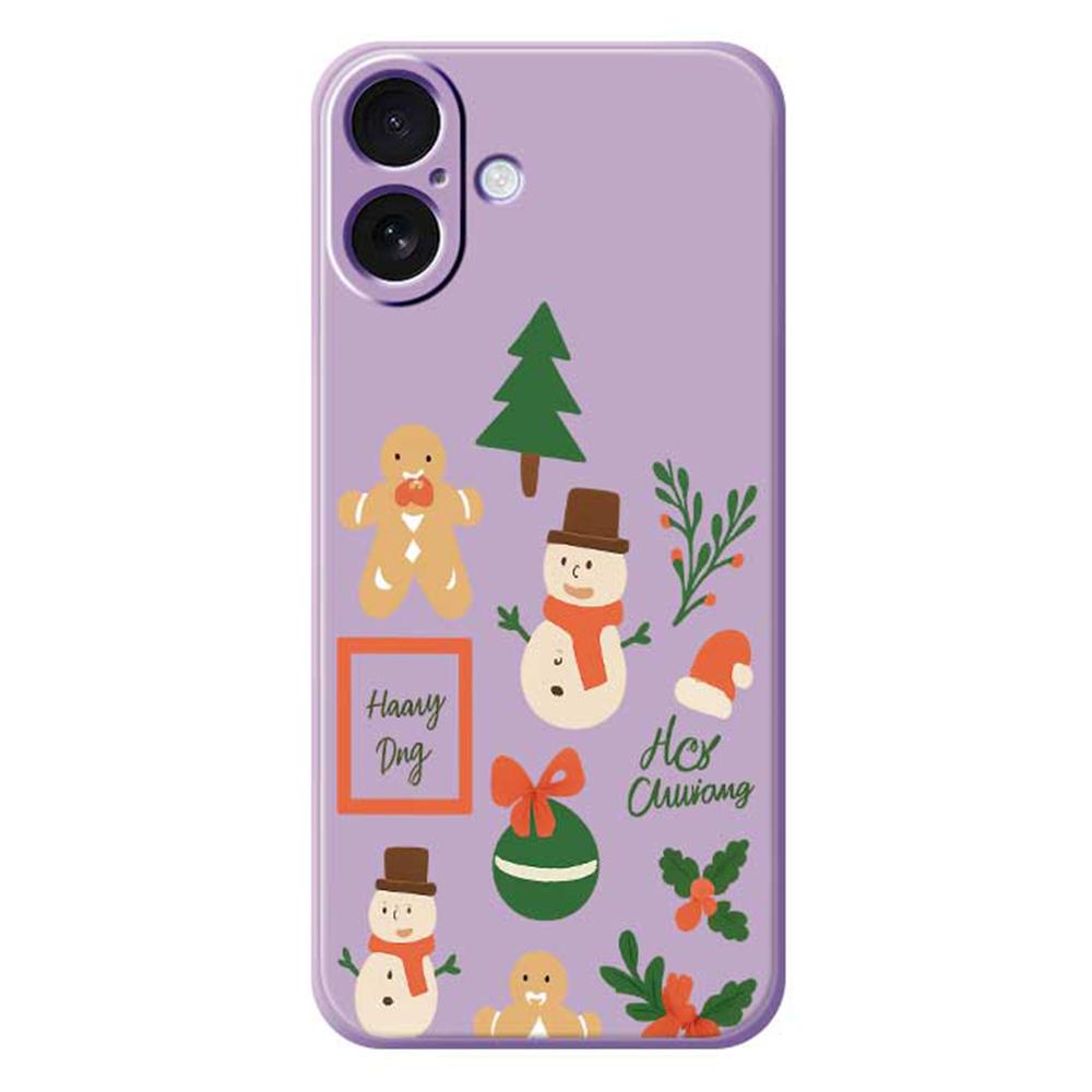 For iPhone 17 Case Christmas Snowman Pattern Printing Straight Edge TPU Phone Back Cover