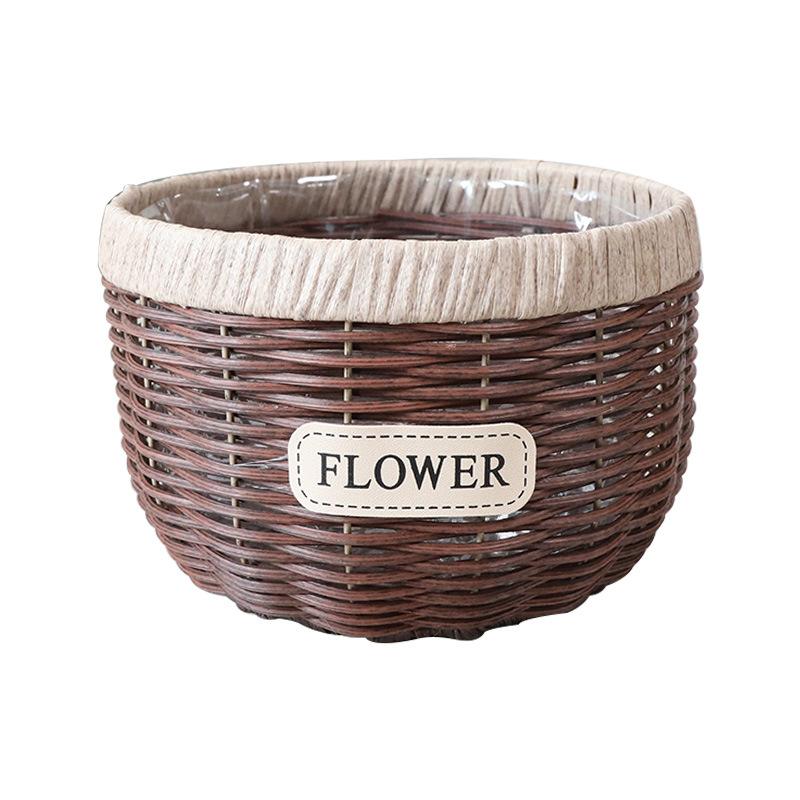 Imitation Rattan Flower Basket, Green Ivy Flower Pot, Living Room Container, Storage Basin, Green Plant Gardening Utensil, Flower Basket