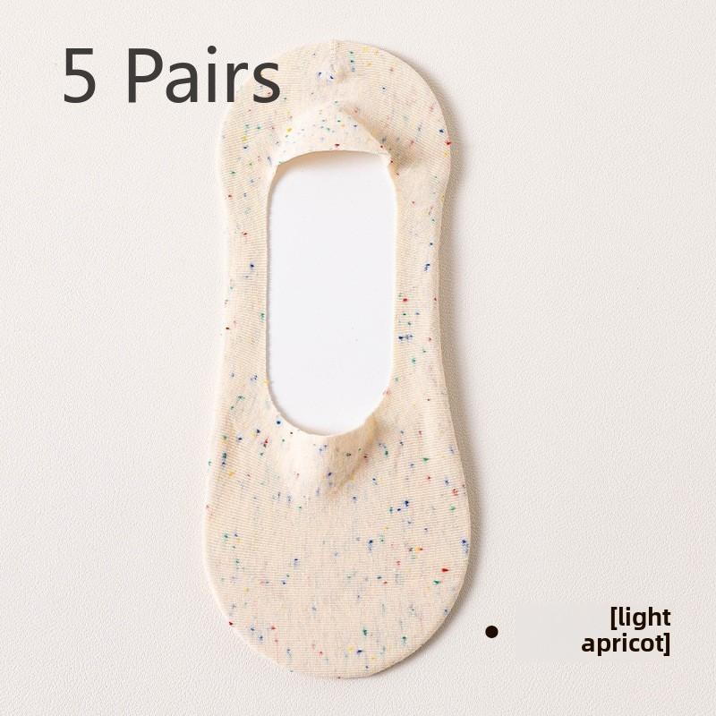 5 Pairs of Boat Socks for Women Simple Shallow Mouth Summer Thin Socks for Women Spring and Summer Silicone Non-slip