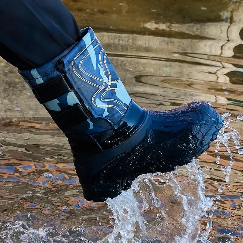 2025 Men's EVA Rain Boots Outdoor Winter Snow Boots Men's Plush Warm Cotton Shoes Fishing Boots Botas De Trabajo Hombre