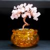 Handcrafted Yellow Citrine Money Tree Teacup Crystal Home Decor
