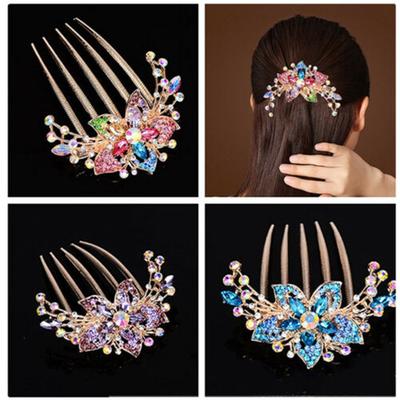 Fashion Bride Hair Jewelry Hair Accessories Inlaid Flower Hairpin Shiny Rhinestone Hair Comb
