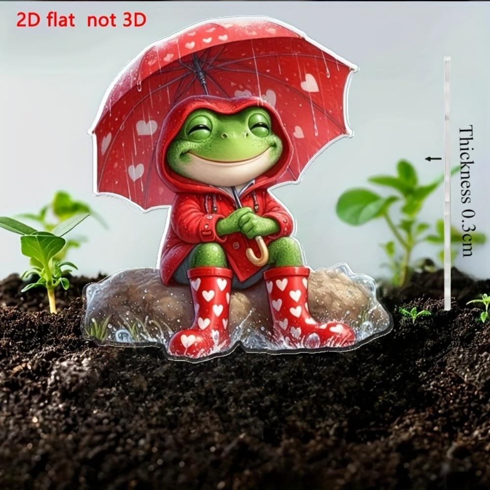 2D Flat, Smiling Frog Is Suitable for Courtyard, Lawn and Gardening/outdoor Accessories/garden Decoration Floor Inserts, Indoor Potted Plants,