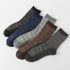 5/10 Pairs Autumn Winter Thickened Warm Socks Men's Retro Ethnic Style Small Diamond Wool Socks Mid Calf Socks Comfortable