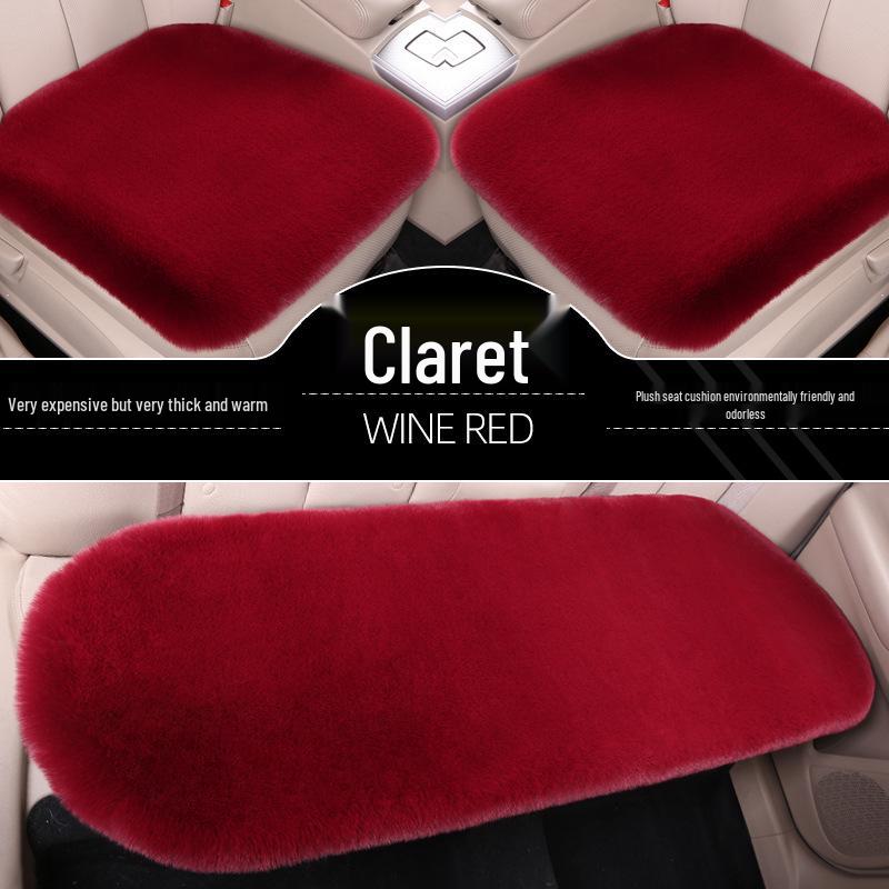 Winter Plush Car Seat Cushion Set: Thick Short Pile, Wool, Rabbit Hair, Non-Slip, 3-Piece