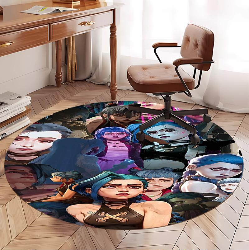 Jinx Pattern Round Rug, Indoor/Outdoor Mat, for Picnic, Gameroom, Bedroom, Office, Living Room, Home Decor Carpet, Birthday Gift