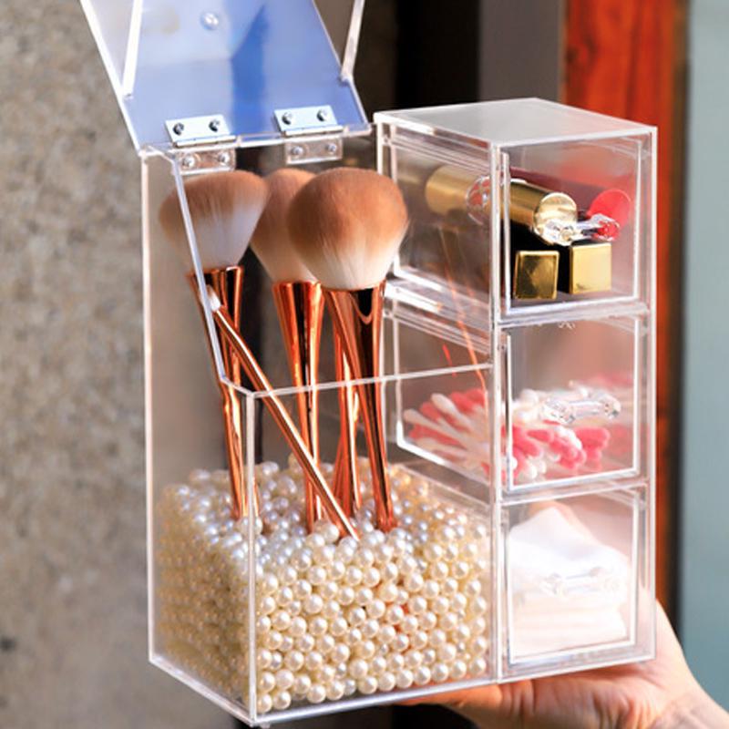 Cheap 2L Capacity Clear Make Up Box Cosmetic Acrylic Case Storage