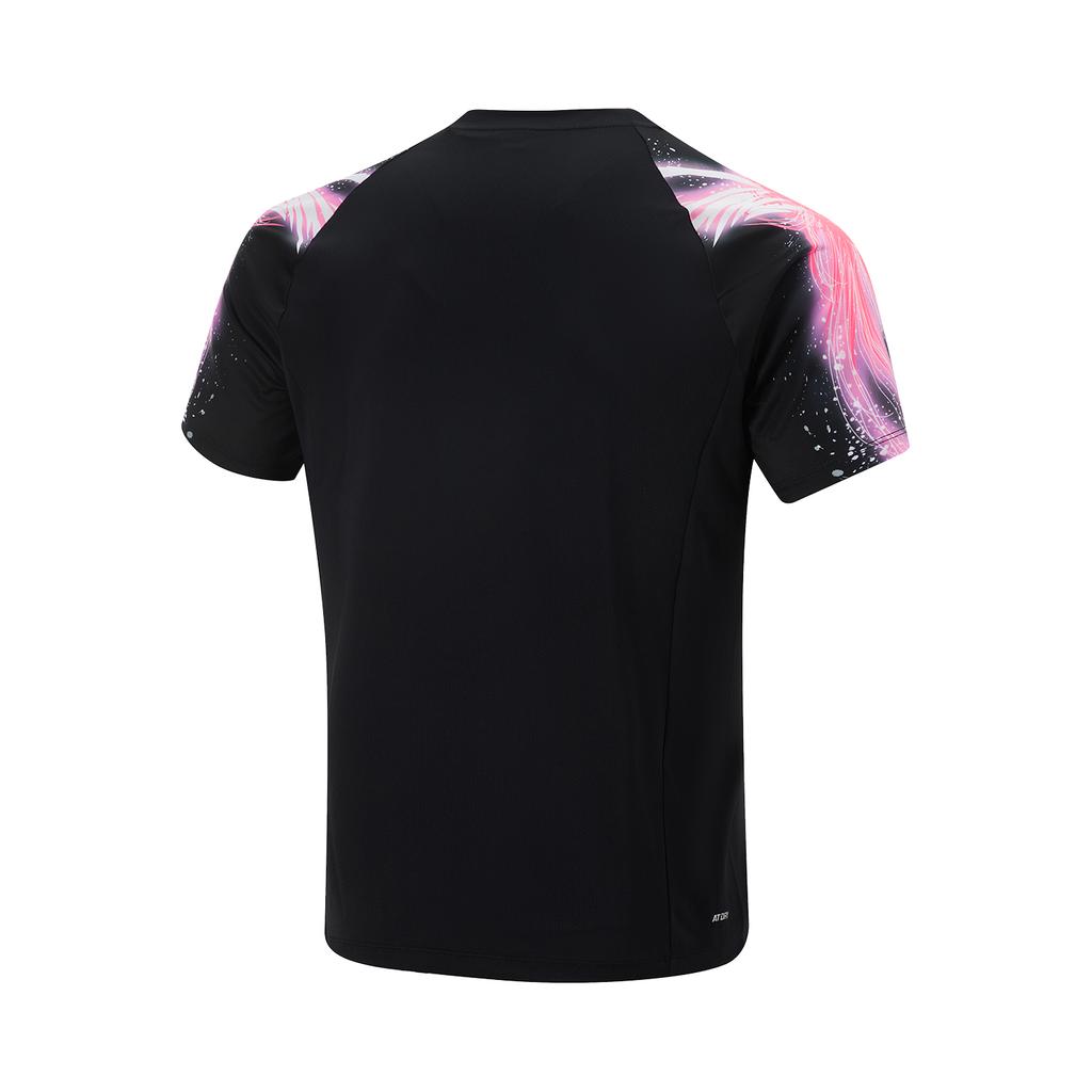 Li Ning Comfortable Breathable Short Sleeve Table Tennis Competition T-Shirt Men Tops Black AAYV069-1